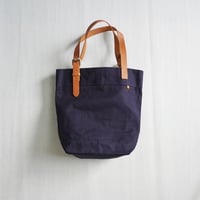 ＊goods＊LIMONCHELLO-リモンチェロ-コットンキャンバスとレザーのコンビトートバッグ/ネイビー