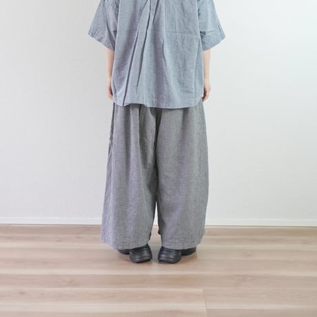 2色＊レディース＊prit-綿麻平織 ビッグタックワイドパンツ P72608