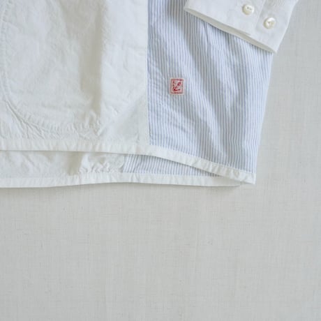 ＊レディース＊快晴堂 -風をはらむ、長袖シャツ 初夏の木漏れ日にゆれるシャツ62S-05/c/#1 白×ストライプ