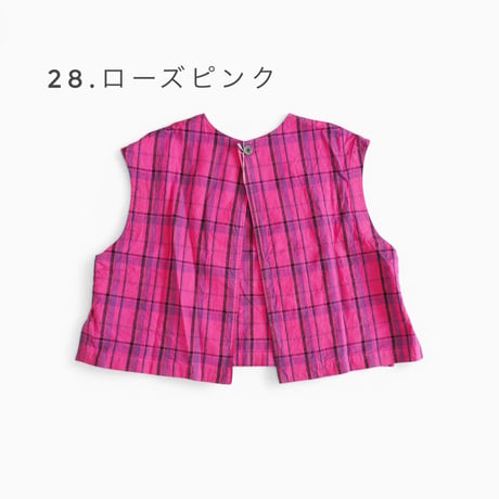 2色＊レディース＊prit -16/1リネンコットンチェック2wayべスト P81608