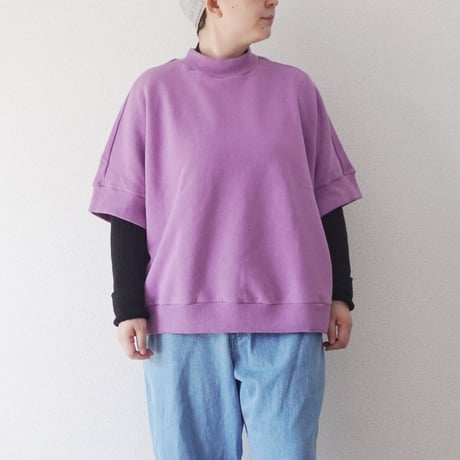 ＊レディース＊TIGRE BROCANTE-ティグルブロカンテ-ヴィンテージ裏毛ワイドスクエアTシャツ/パープルピンク