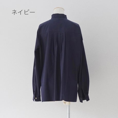 ２色＊レディース＊amne-アンヌ-BROAD frilled blouse / amn-SH-049 /ホワイト、ネイビー