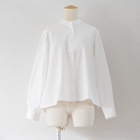 レディース＊Linen ya-リネンヤ-スタンドカラーブラウス/ホワイト
