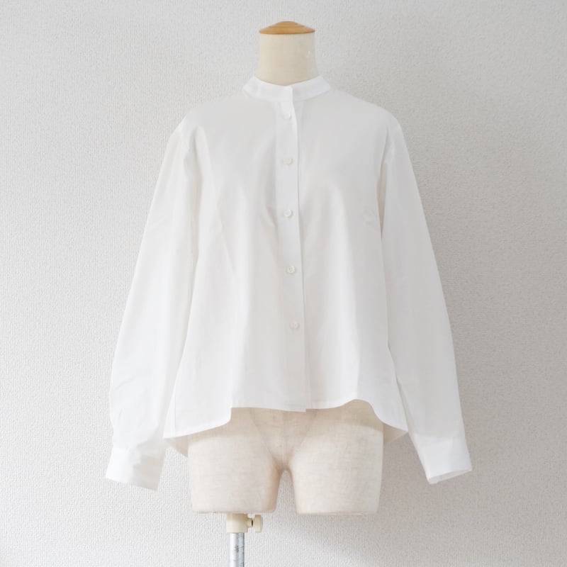レディース＊Linen ya-リネンヤ-スタンドカラーブラウス/ホワイト