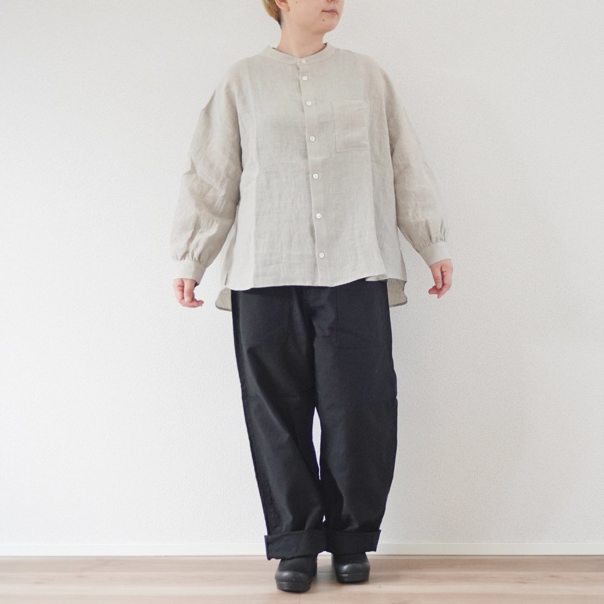 2色*レディース*Linen ya-リネンヤ-リネンワイドバンドカラー 2色*レディース*Linen ya-リネンヤ-リネンワイドバンドカラー
