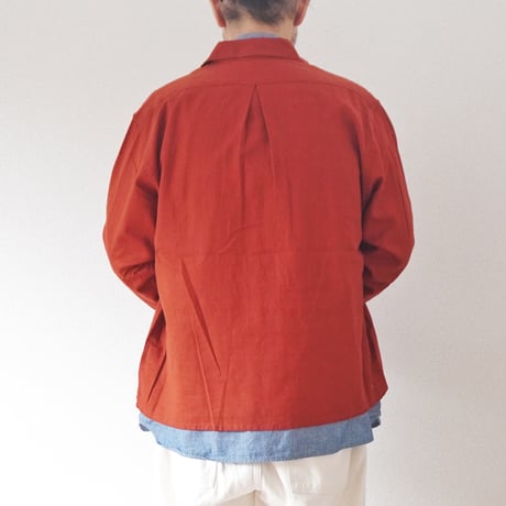 ユニセックス＊H.UNIT-エイチユニット-C/L viyella pullover long sleeves shirt /テラコッタレッド