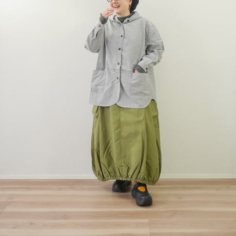 2色＊ASCOT by yim-アスコット バイ イム-コットンオックスフォード生地 フードシャツ