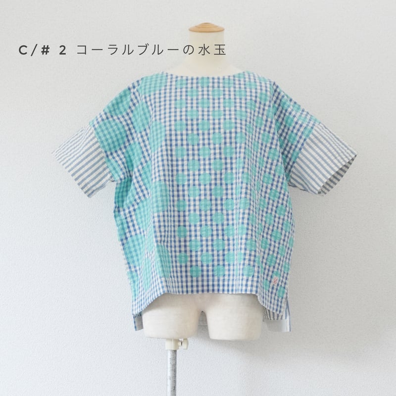 2色レディース＊快晴堂-Girl's インディゴサッカーに水玉