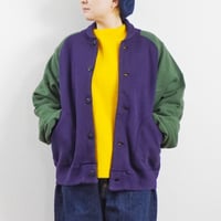 ＊ユニセックス＊TIGRE BROCANTE-ティグルブロカンテ-ヴィンテージ 裏毛ベースボールジャケット/パープル×グリーン
