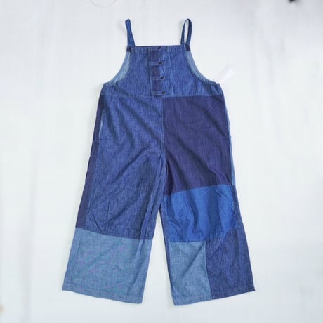 ＊ASCOT by yim-アスコット バイ イム-6ozデニムパッチワーク フレンチワークサロペット