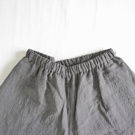 ＊レディース＊Linen ya-リネンヤ-8分丈 ヨークワイドパンツ/チャコール