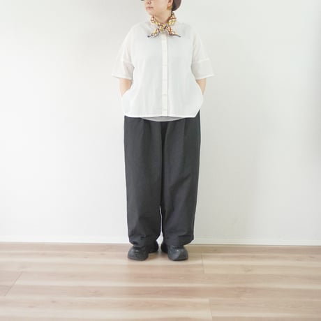 ＊レディース＊Linenya-リネンヤ-CORDURA®︎ 天日干しワッシャー タックワイドパンツ/ブラック