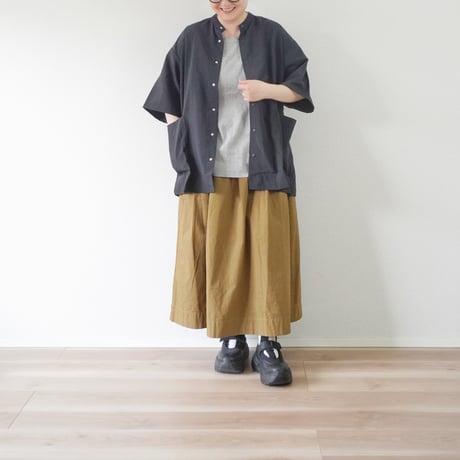 ＊ユニセックス＊ämne-アンヌ-NYLON park shirts / amn-SH-057 / ブラック