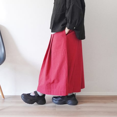 2色＊レディース＊Linen ya-リネンヤ-タックスカート/82cm丈