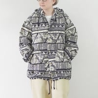 ＊ユニセックス＊Jawandi-ジャワンディー-Sanp Button Hoodie Jacket/スナップボタン フーディジャケット/ブラックホワイト・インドネシアバティック/B