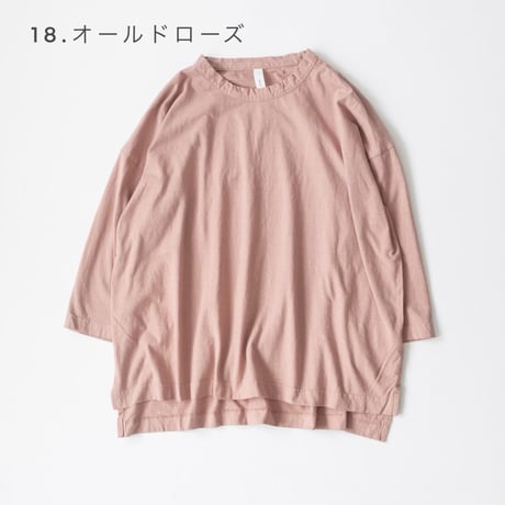4色＊レディース＊prit-30/1リサイクルムラ糸天竺 7分袖ワイドＴシャツ P91652