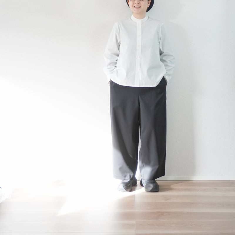 レディース＊Linen ya-リネンヤ-スタンドカラーブラウス/ホワイト