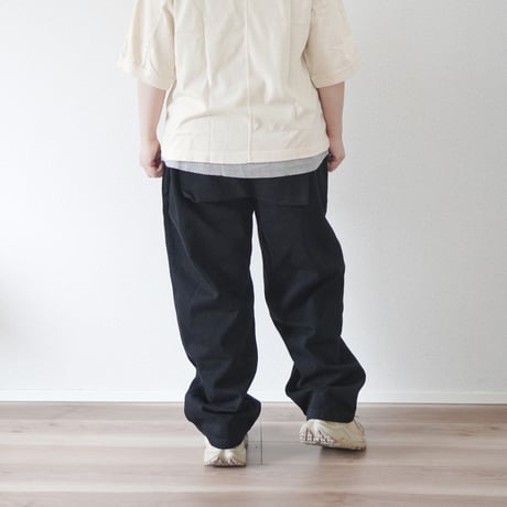 2色＊ユニセックス＊TIGRE BROCANTE-ティグルブロカン-11.5オンスデニム バックポケットカーゴパンツ/フェード、ブラック