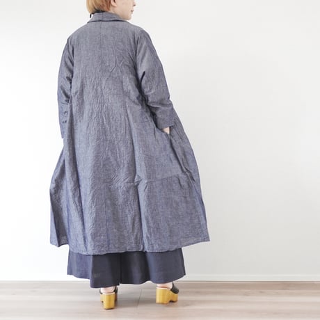 ＊レディース＊Linenya-リネンヤ-コットンリネン ショールカラーガウンコート