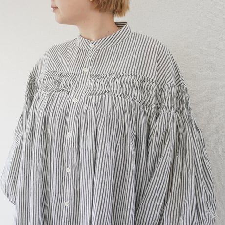 ＊レディース＊SLOWHANDS-スローハンズ-bolck stripe pin tuck clown shirts