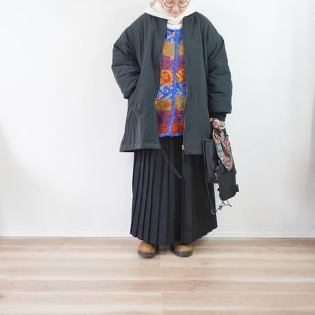 レディース＊Linen ya-リネンヤ-形状記憶プリーツ ウールスカート/ブラック
