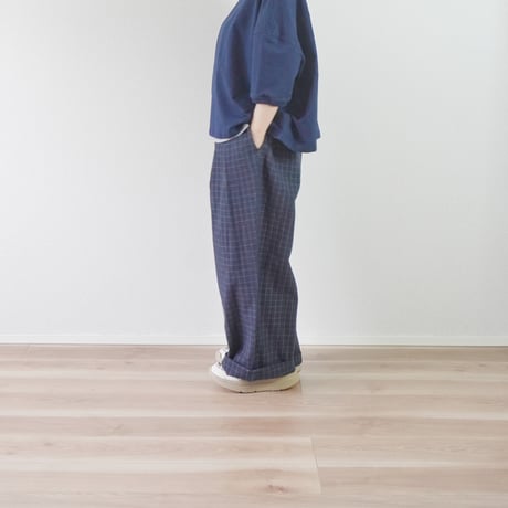 2色＊ユニセックス＊modem design-モデムデザイン-Checked Wide Pants / チェックワイドパンツ