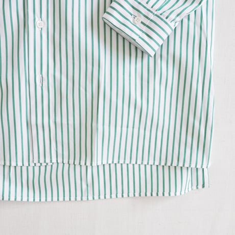 ＊ユニセックス＊amne-アンヌ-PIMA STRIPE covered shirts / amn-SH-043 / Green