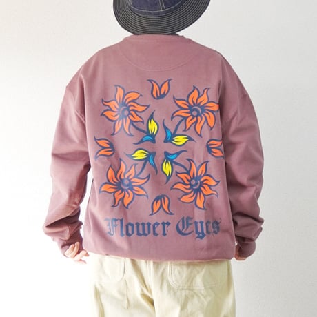ユニセックス＊Nasngwam-ナスングワム-FLOWER EYES CREW SWEAT / スモークピンク