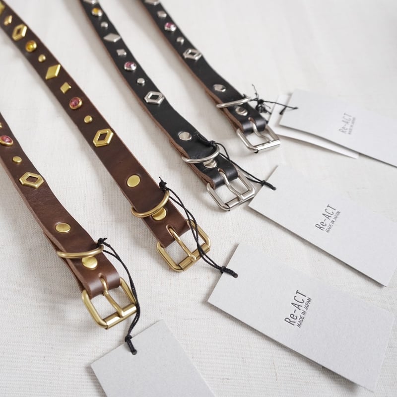 2色goods＊Re.ACT-Studs Narrow Belt/ブラック、ブラウン | 城下