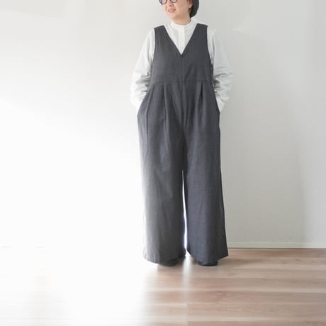 Linenya リネンヤ デニムサロペット Vネック ワイド 日本製 体型カバー CATEGORY LinenYa | 城下町の洋服屋 Rabbit Hutch