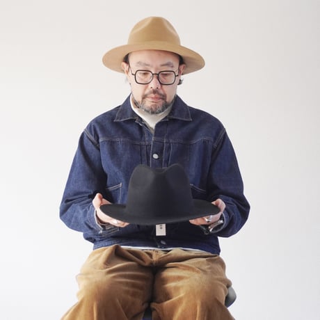 2色goods＊HIGHER-ハイヤー-POLAND FELT WIDE BRIM FEDORA ポーランドフェルトワイドブリムフェドーラハット/ブラック、ベージュ