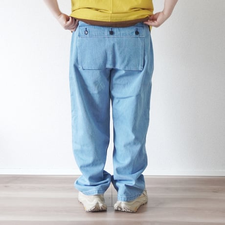 2色＊ユニセックス＊TIGRE BROCANTE-ティグルブロカン-11.5オンスデニム バックポケットカーゴパンツ/フェード、ブラック