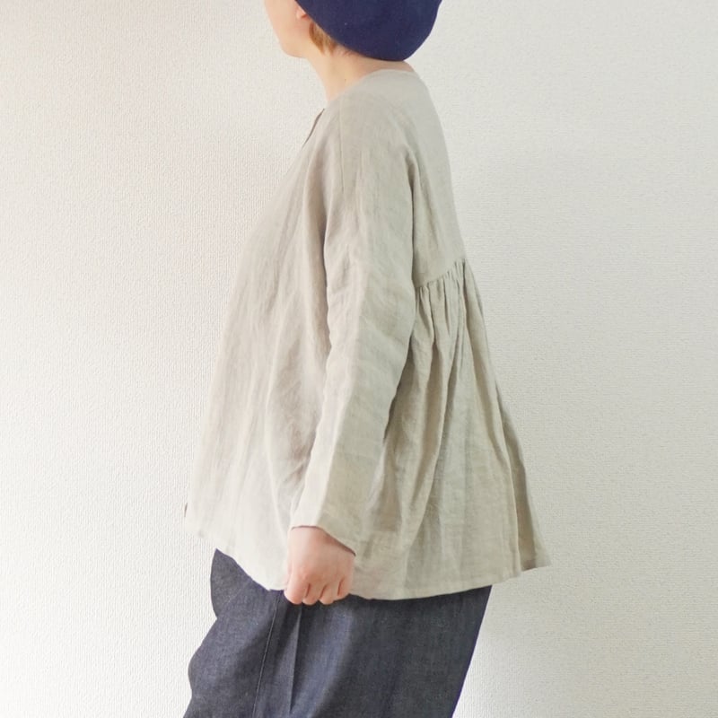 drawer 2019ss リネン　バックギャザー　ブラウス36 美品 2色＊レディース＊Linenya-リネンヤ-リネンバックギャザーブラウス