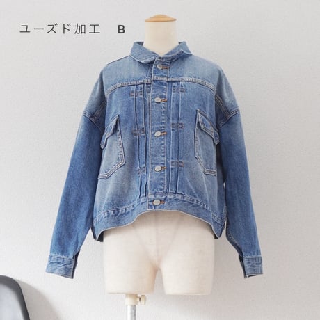 2色＊レディース＊ichi-イチ-ショート デニムジャケット 2nd TYPE with ヴィンテージピンズ10個