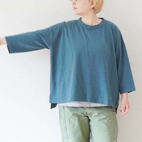 ＊レディース＊prit-プリット-30/1リサイクルムラ糸天竺 7分袖ワイドTシャツ P91568