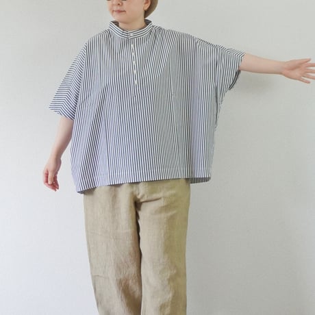 ＊レディース＊LinenYa-リネンヤ-近江タンブラー仕上げコットン ヘンリーネックブラウス