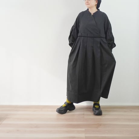 ＊レディース＊KELEN-ケレン-カシュクール デザイン タック プリーツ ドレス YUJU / ブラック