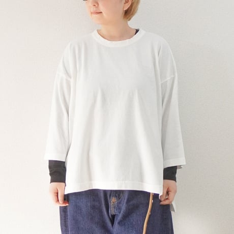 4色＊レディース＊prit-30/1リサイクルムラ糸天竺 7分袖ワイドＴシャツ P91652