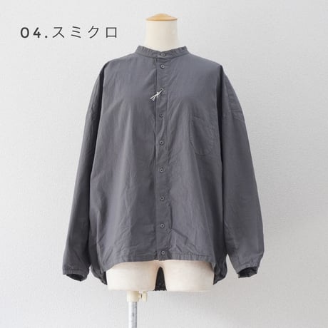 2色レディース＊prit-プリット-オーガニックミニリップ近江晒加工裾ゴムコクーンシャツ P81521