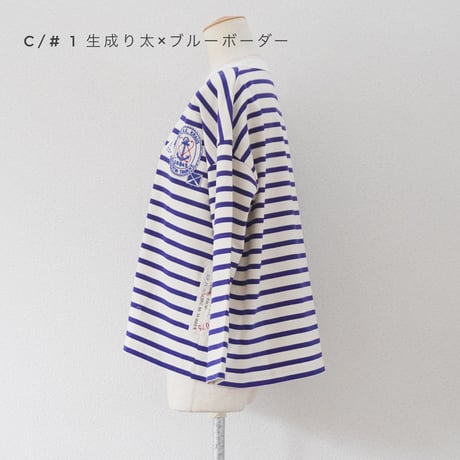 再入荷2色レディース＊快晴堂-HAYATE セーラーボーダー Tシャツ ワッペンペタペタ 長袖Tシャツ 51C-15 サイズ3+