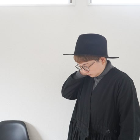2色goods＊HIGHER-ハイヤー-POLAND FELT WIDE BRIM FEDORA ポーランドフェルトワイドブリムフェドーラハット/ブラック、ベージュ