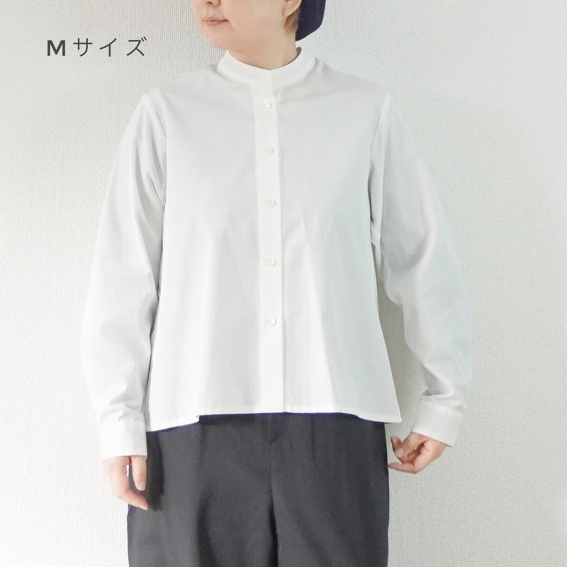 5/5まで値下げ‼️新品　リネンヤ　リネンスタンドカラーシャツ　ブラウス レディース＊Linen ya-リネンヤ-スタンドカラーブラウス/ホワイト