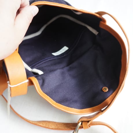 2色＊goods＊LIMONCHELLO-リモンチェロ-コットンキャンバスとレザーのコンビショルダーバッグ
