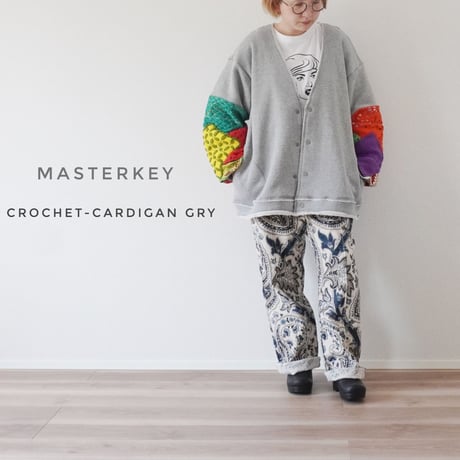 ユニセックス＊masterkey-マスターキー-CROCHET-CARDIGAN GRY
