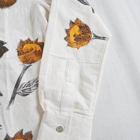 ＊ユニセックス＊Jawandi-ジャワンディー-Hand Stamp Flower L/S Basic Shirts/ハンドプリントシャツ