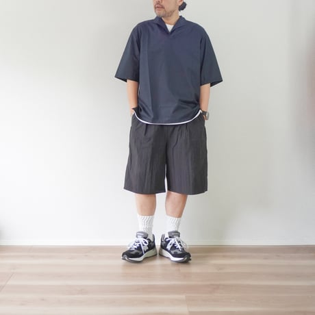 ＊ユニセックス＊LA MOND-ラモンド-Cotton/Nylon Poplin Shorts/ブラック/LM-P-129-TC