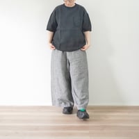 2色＊レディース＊TIGRE BROCANTE -ティグルブロカンテ- リネンモノクロチェック ギャザーワイドパンツ