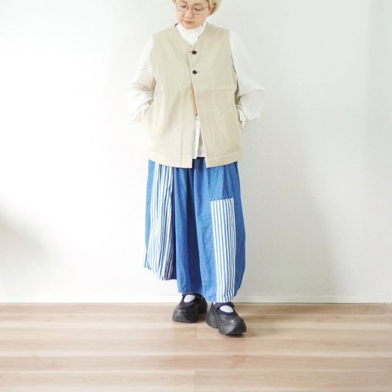 yui-結- 2BUTTON VEST YV-001 ベージュ 結-yui- YV-001 2 BUTTON VEST C/F GABARDINE / BE