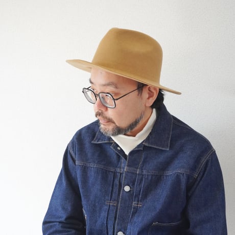 2色goods＊HIGHER-ハイヤー-POLAND FELT WIDE BRIM FEDORA ポーランドフェルトワイドブリムフェドーラハット/ブラック、ベージュ