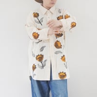 ＊ユニセックス＊Jawandi-ジャワンディー-Hand Stamp Flower L/S Basic Shirts/ハンドプリントシャツ